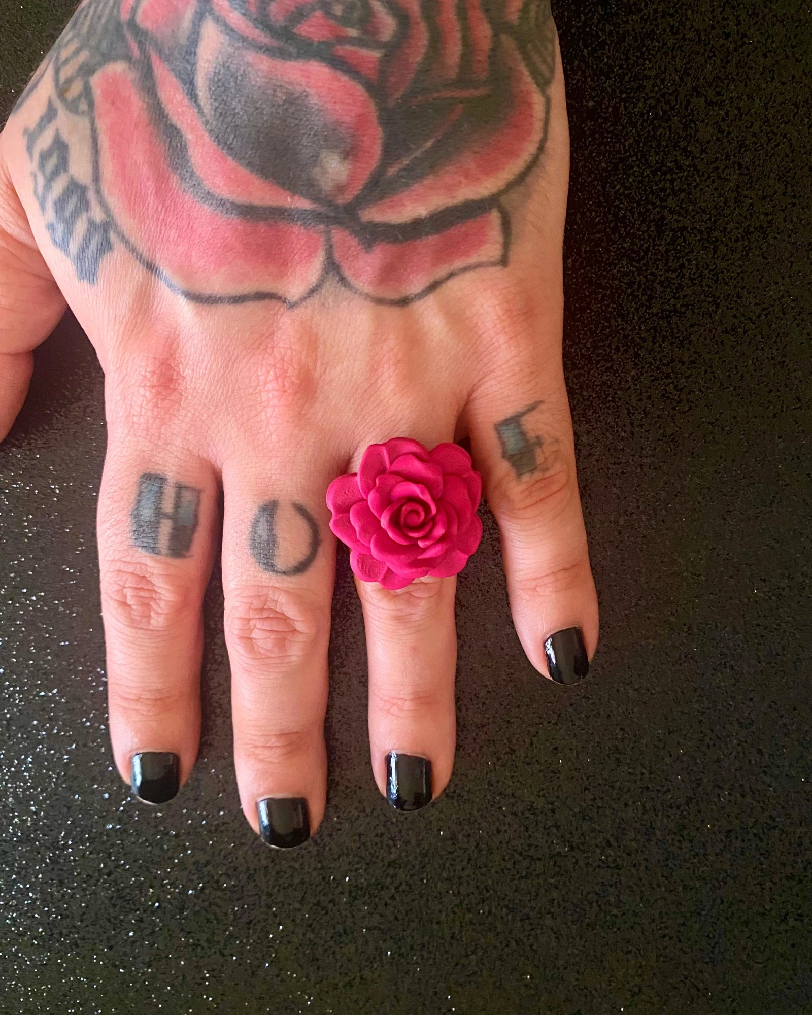 Anel Flor Rosa Magenta 3D Ajustável - Estilo Coquette / Alt - Aço Inoxidável
